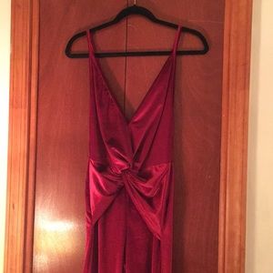 Red velvet wide legged jumpsuit